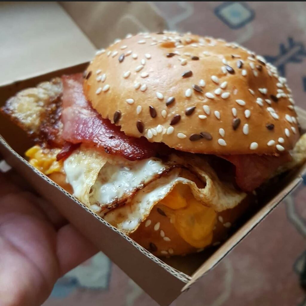 Double Egg and Bacon Roll 2Quench Cafe and Bar