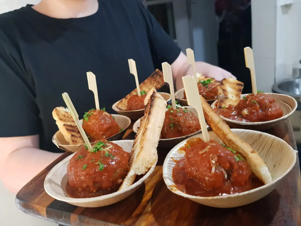 Chef Sam's plated arancini and tapas