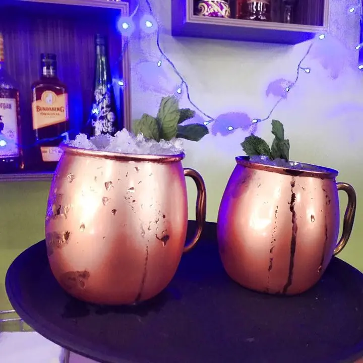 Cocktails in copper mugs at 2Quench